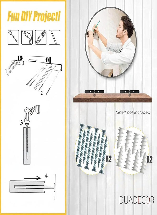 Duadecor دعامات رفوف عائمة شديدة التحمل من Duadecor مقاس 6 بوصات (8 قطع) - دعامات رفوف فولاذية صلبة مخفية - دعامات مخفية للرفوف الخشبية العائمة | دعامة رف معلقة على الحائط غير مرئية (مجموعة من 8 قطع مقاس 6 بوصات) - Image 3